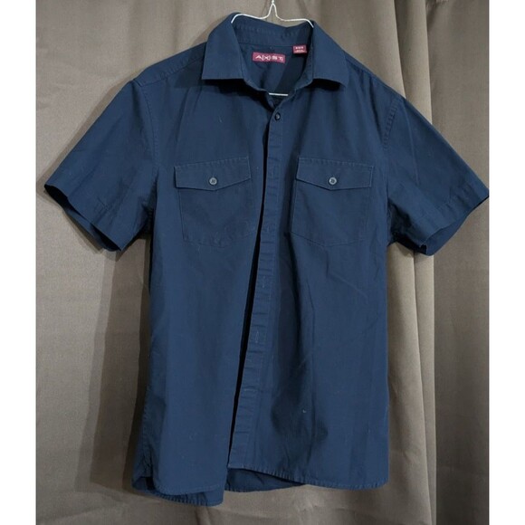 Axist Shirt Men Size M Navy Blue Short Sleeve Button Down - Picture 1 of 4